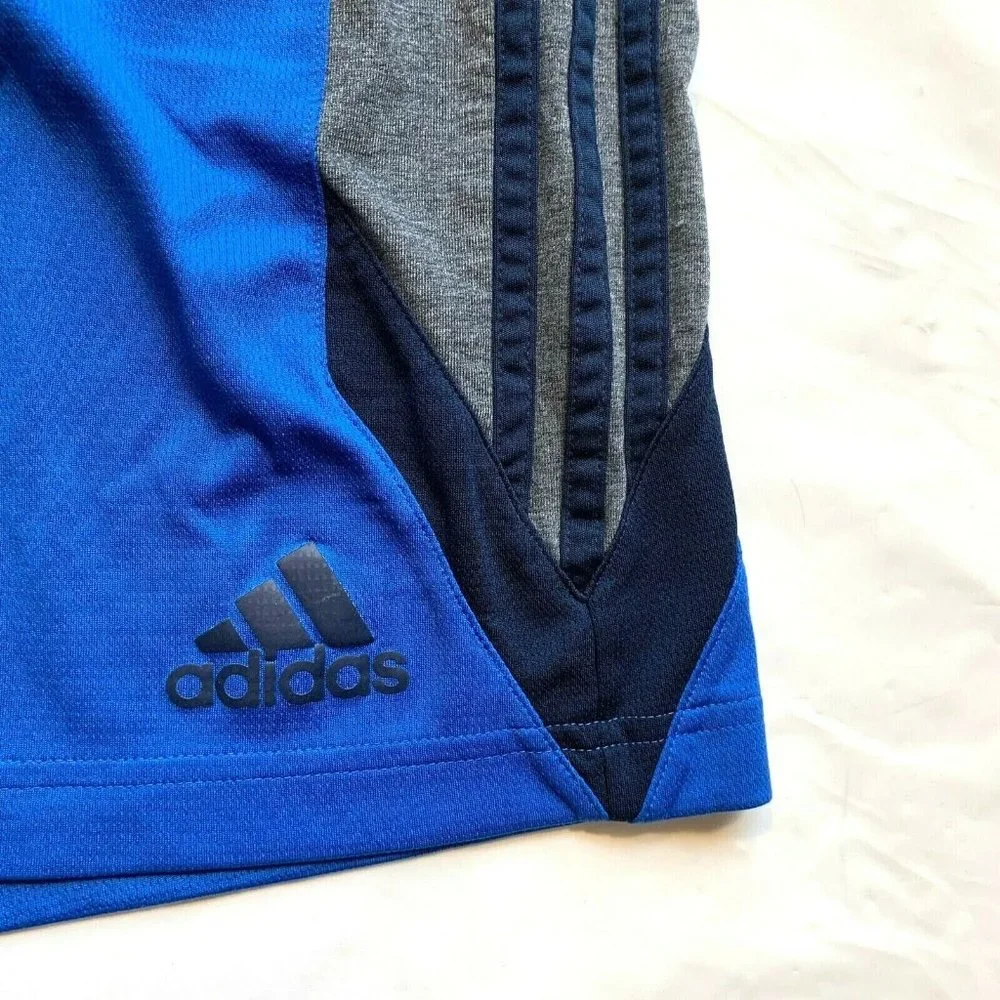 Adidas DualThreat Athletic‎ Shorts Mens Medium 3 Stripes Blue Sports Athleisure